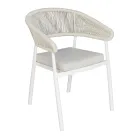 Sedia Impilabile in Alluminio con Cuscino e Schienale in Corda - Frescultura Viadurini