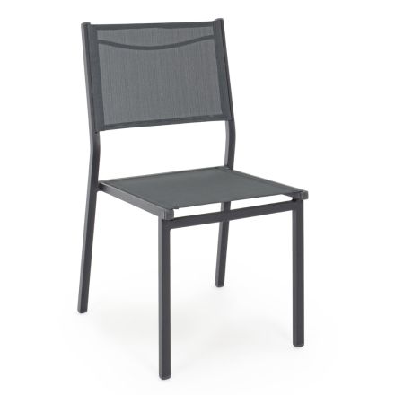 Sedia Impilabile in Alluminio e Textilene da Giardino, Design Moderno - Franz Viadurini