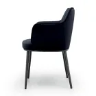 Sedia in Acciaio con Seduta Rivestita in Velluto Made in Italy - Arisa Viadurini