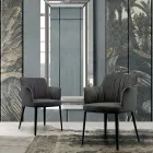 Sedia in Acciaio con Seduta Rivestita in Velluto Made in Italy - Arisa Viadurini