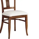 Sedia in Ecopelle Bianca e Legno Ciliegio Patinato Made in Italy - Dolomite Viadurini