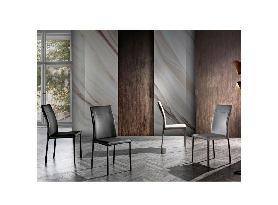 Sedia in Ecopelle da Sala da Pranzo Design Elegante Moderno - Granger Viadurini