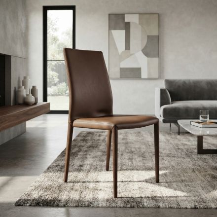 Sedia in ecopelle di design moderno Desio, per cucina o sala da pranzo Viadurini