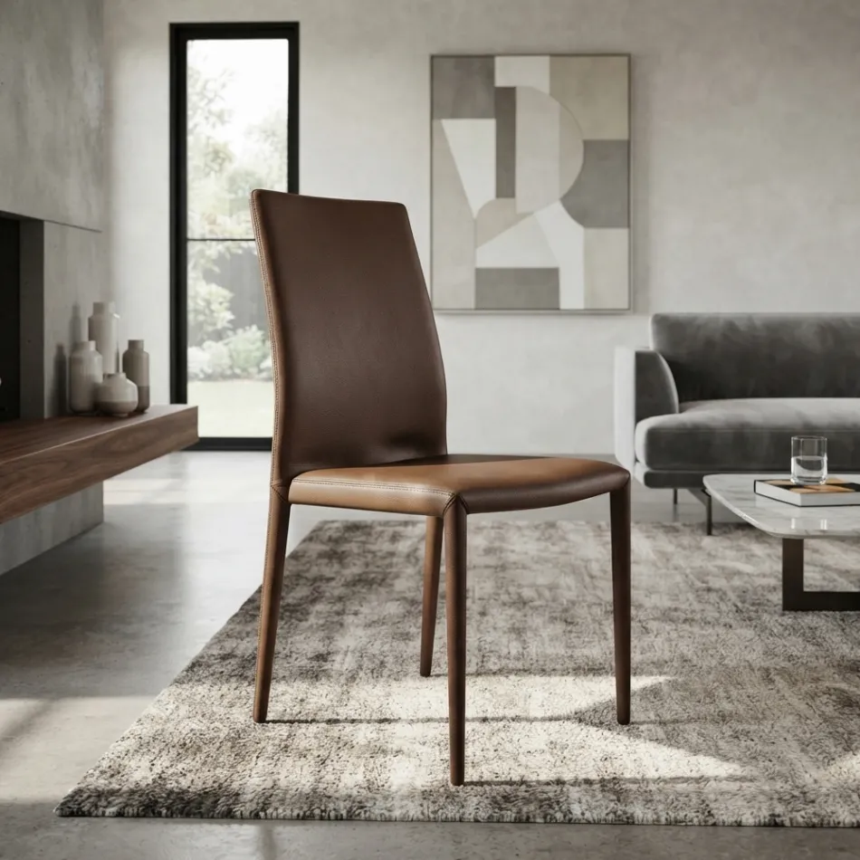 Sedia in ecopelle di design moderno Desio, per cucina o sala da pranzo Viadurini