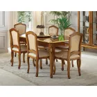 Sedia in Legno Classica Tessuto Imbottito di Lusso Made in Italy - Majesty Viadurini