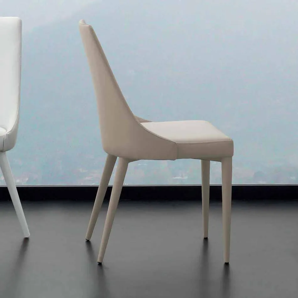 Sedia in metallo interamente rivestita in ecopelle Nepitella Viadurini