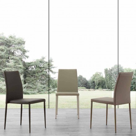 Sedia in metallo rivestita in ecopelle Caserta, design moderno Viadurini