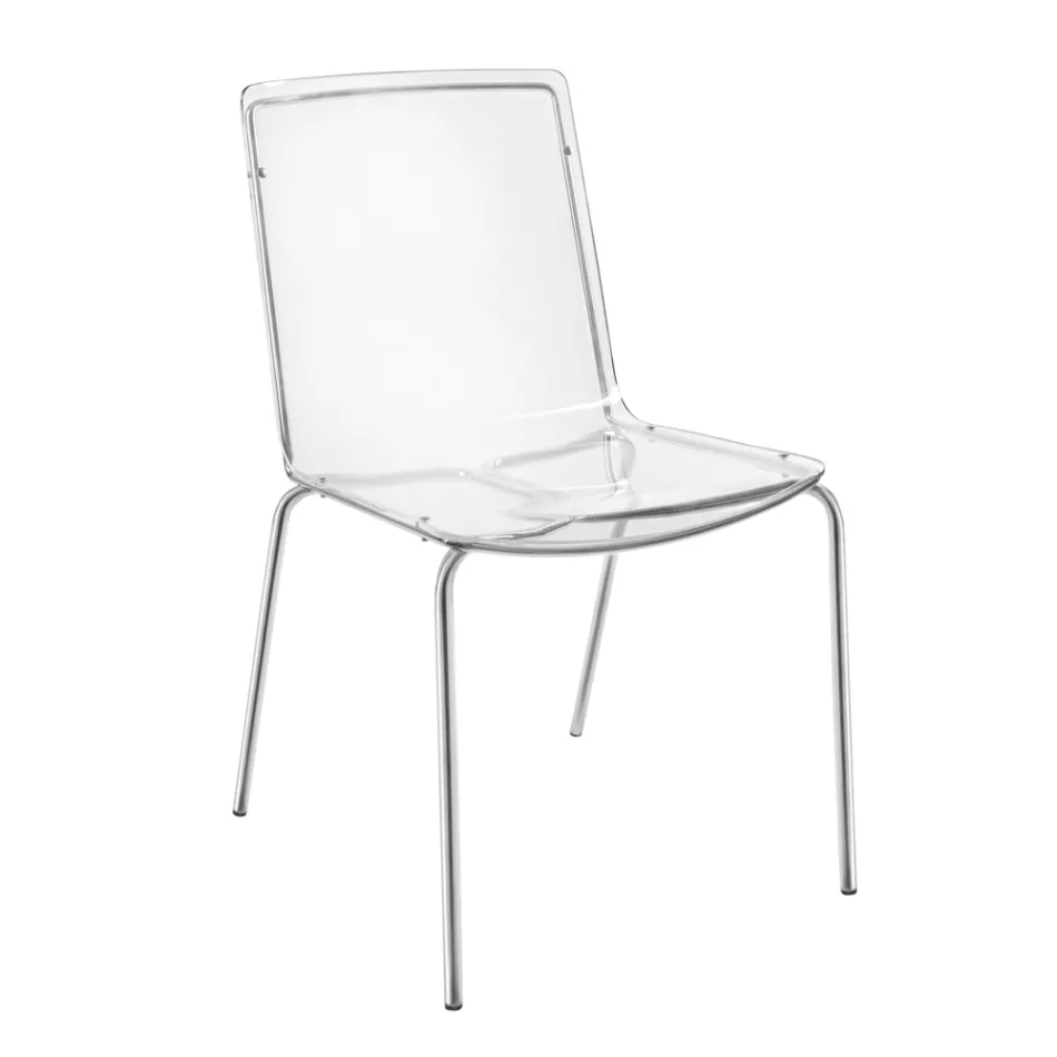 Sedia in Plexiglass Trasparente e Ferro Made in Italy 2 Pezzi - Charlotte Viadurini