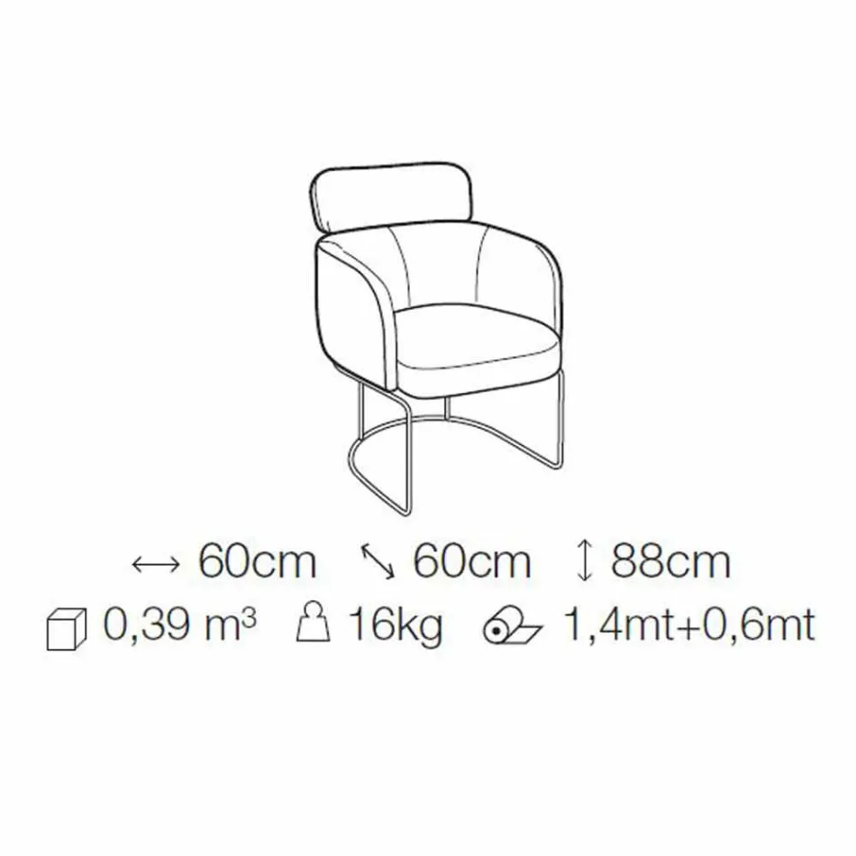 Sedia in Tessuto con Struttura in Metallo Nero di Lusso Made in Italy - Cacao Viadurini