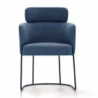 Sedia in Tessuto con Struttura in Metallo Nero di Lusso Made in Italy - Cacao Viadurini