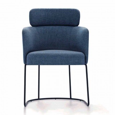 Sedia in Tessuto con Struttura in Metallo Nero di Lusso Made in Italy - Cacao Viadurini