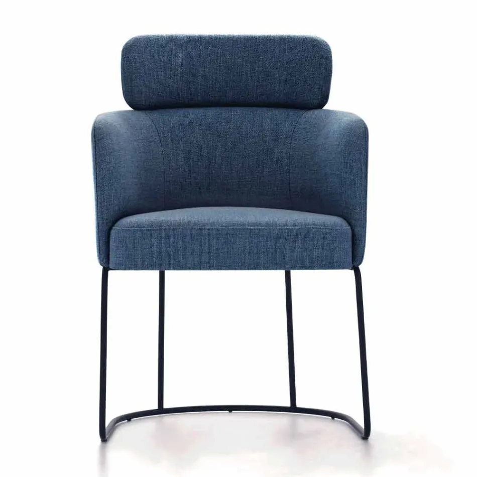 Sedia in Tessuto con Struttura in Metallo Nero di Lusso Made in Italy - Cacao Viadurini