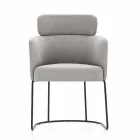 Sedia in Tessuto con Struttura in Metallo Nero di Lusso Made in Italy - Cacao Viadurini