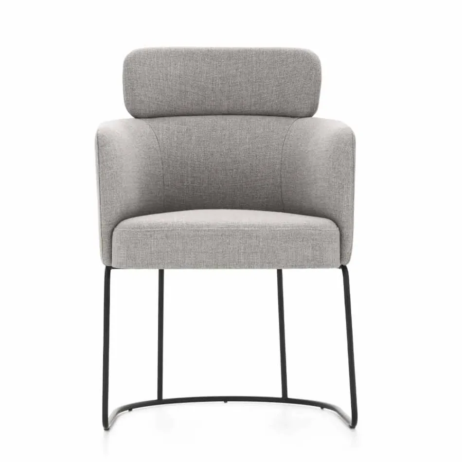 Sedia in Tessuto con Struttura in Metallo Nero di Lusso Made in Italy - Cacao Viadurini