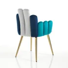 Sedia In Tessuto Effetto Velluto Grigio, Verde e Blu - Anguria Viadurini
