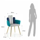 Sedia In Tessuto Effetto Velluto Grigio, Verde e Blu - Anguria Viadurini