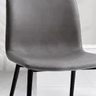 Sedia in Tessuto Fibrato Effetto Pelle e Gambe in Metallo Made in Italy - Amane Viadurini