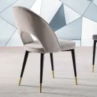 Sedia in Velluto con Gambe in Metallo Nero e Ottone Satinato, 4 Pezzi - Sibea Viadurini