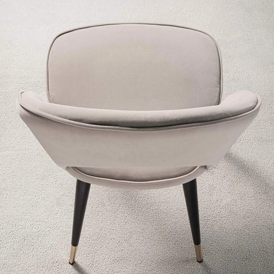 Sedia in Velluto con Gambe in Metallo Nero e Ottone Satinato, 4 Pezzi - Sibea Viadurini