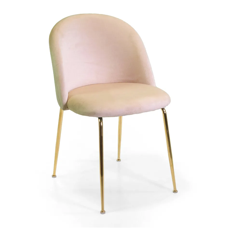 Sedia in Velluto e Struttura in Metallo di Diverse Finiture - Penna Viadurini