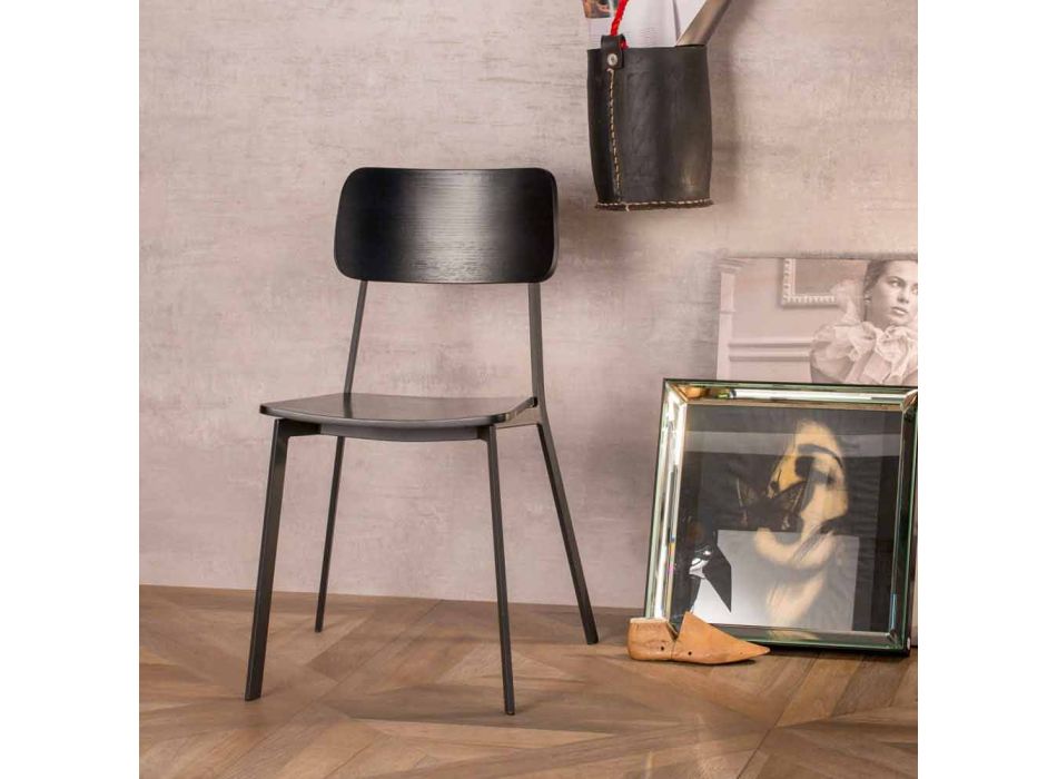 Sedia living di design moderno in legno e metallo, Elmas, 4 pezzi Viadurini