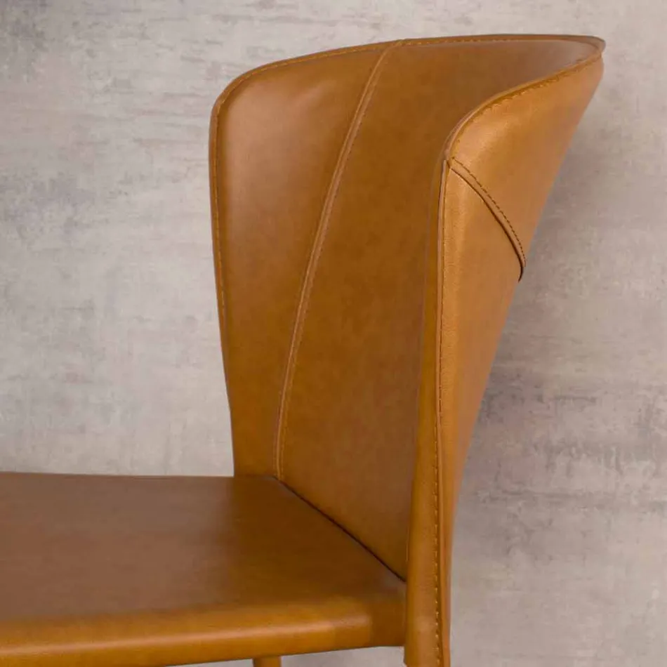 Sedia living moderna completamente rivestita in similpelle, Accadia, 4 pezzi Viadurini