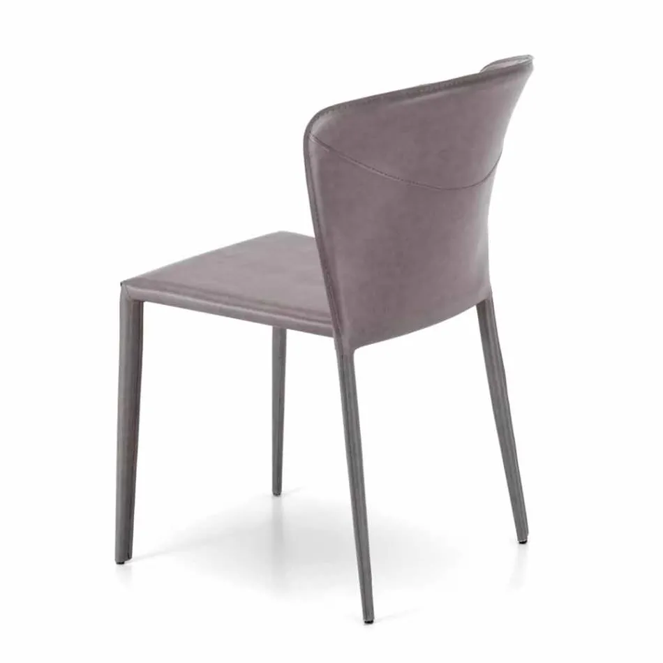 Sedia living moderna completamente rivestita in similpelle, Accadia, 4 pezzi Viadurini