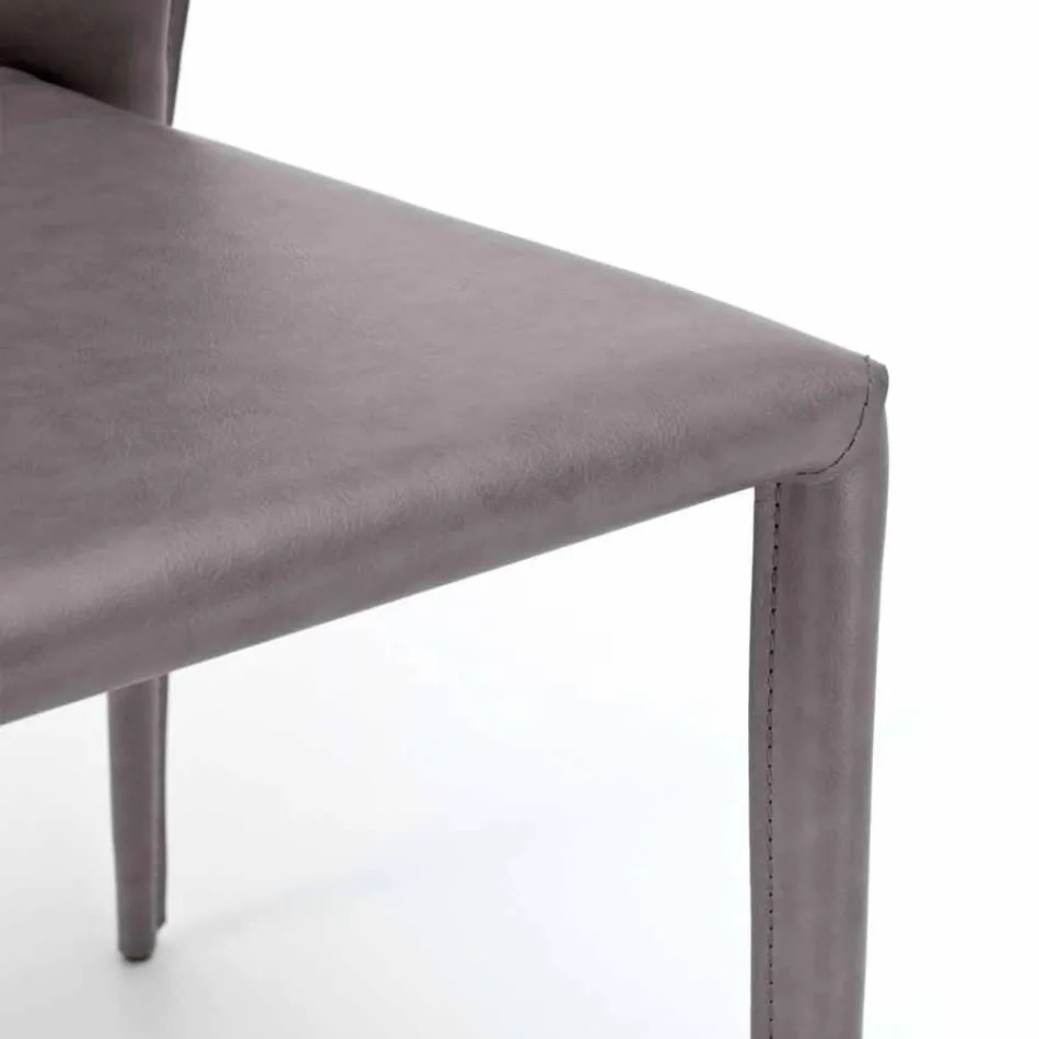 Sedia living moderna completamente rivestita in similpelle, Accadia, 4 pezzi Viadurini