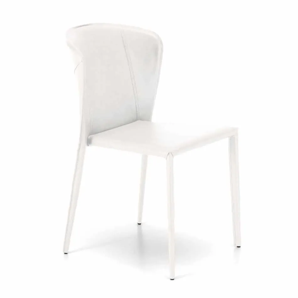 Sedia living moderna completamente rivestita in similpelle, Accadia, 4 pezzi Viadurini