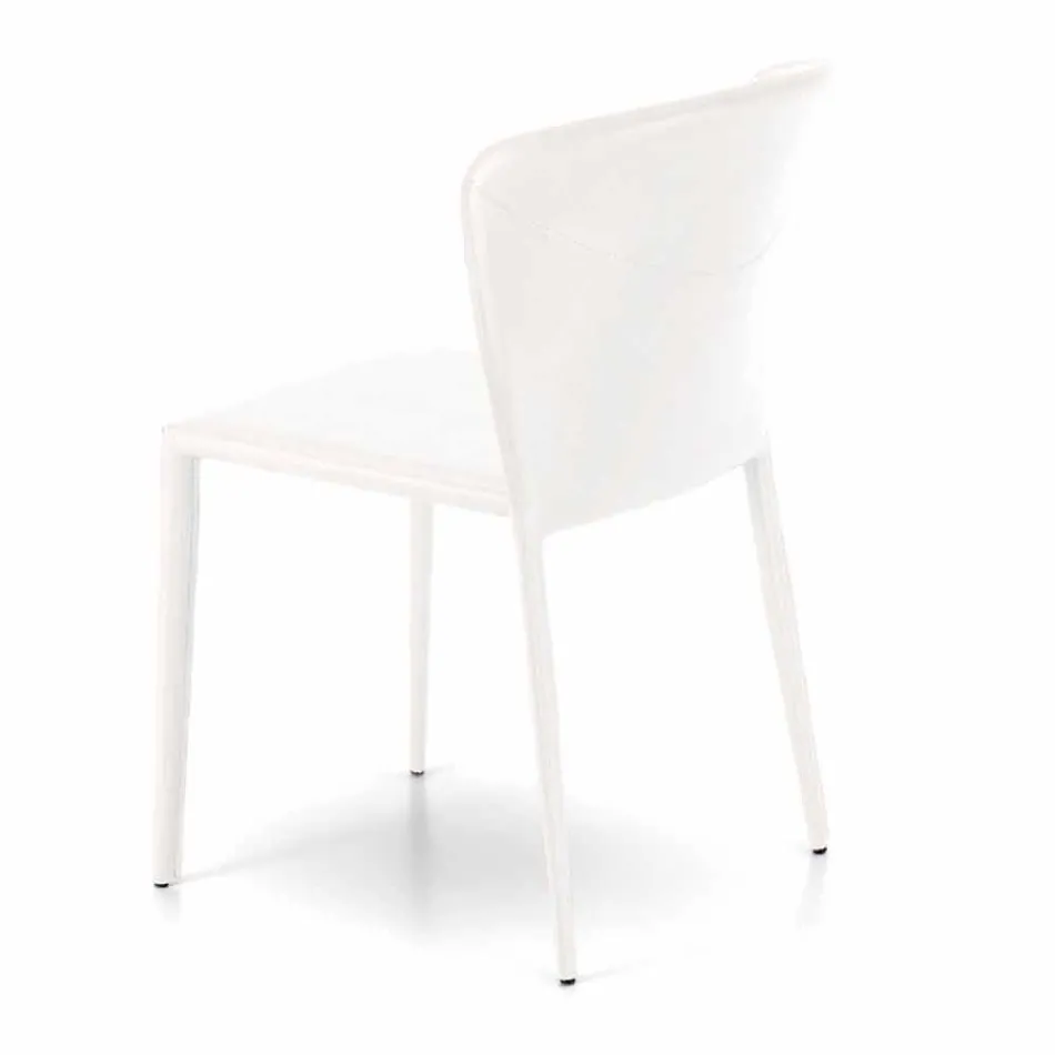 Sedia living moderna completamente rivestita in similpelle, Accadia, 4 pezzi Viadurini