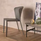 Sedia living moderna completamente rivestita in similpelle, Accadia, 4 pezzi Viadurini