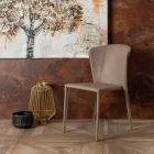 Sedia living moderna completamente rivestita in similpelle, Accadia, 4 pezzi Viadurini