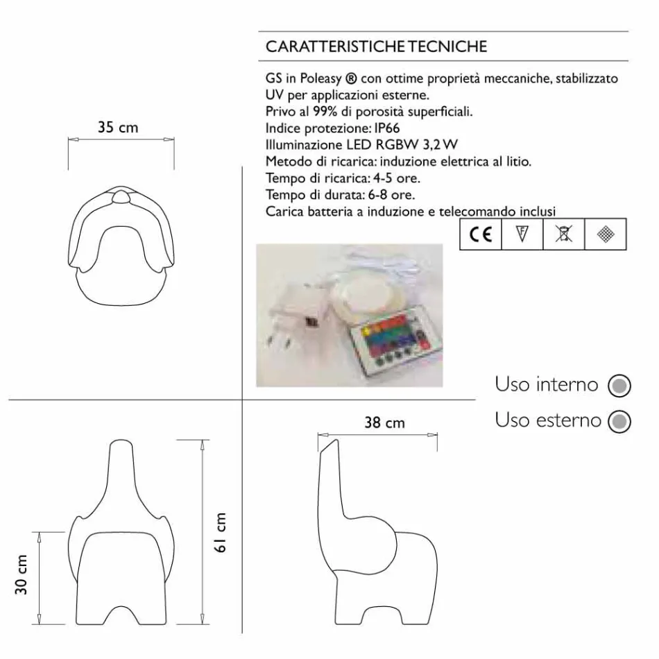 Sedia Luminosa da Bambino, Led RGBW Ricaricabile, 2 Pezzi - Tino by Myyour Viadurini