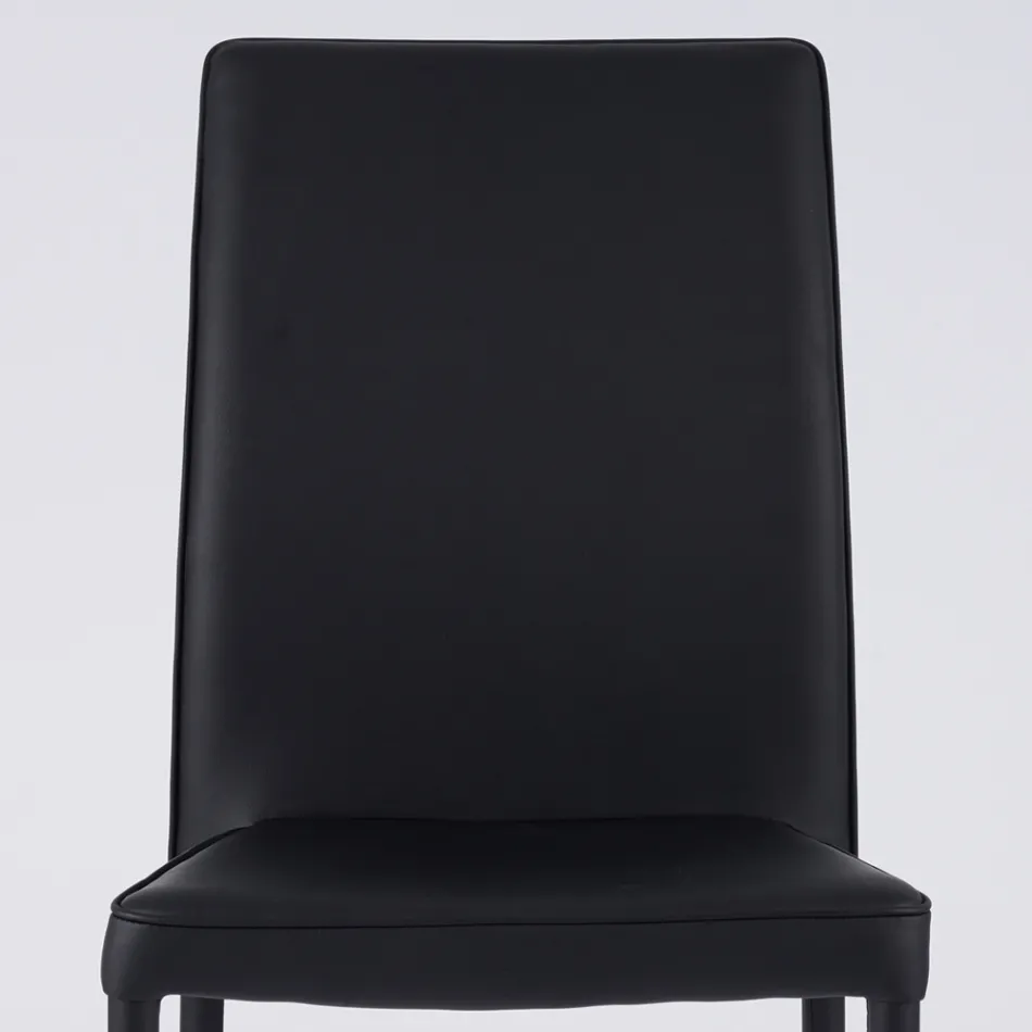 Sedia Moderna da Zona Living in Ecopelle e Metallo Made in Italy - Michaela Viadurini