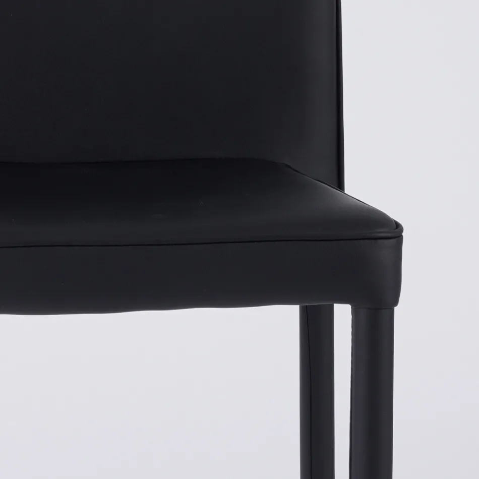 Sedia Moderna da Zona Living in Ecopelle e Metallo Made in Italy - Michaela Viadurini