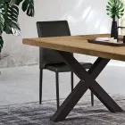 Sedia Moderna da Zona Living in Ecopelle e Metallo Made in Italy - Michaela Viadurini