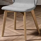Sedia Moderna di Design Elegante in Tessuto con Bordino e Legno - Scarat Viadurini