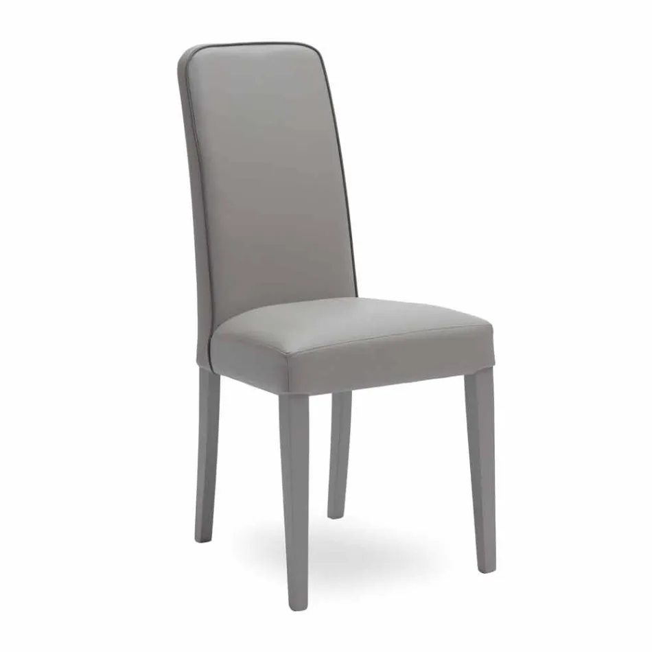 Sedia moderna in legno di faggio e similpelle Fanny, 4 pezzi Viadurini