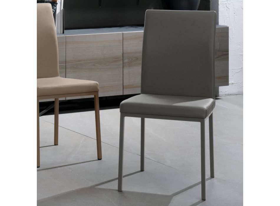 Sedia moderna in similpelle imbottita di design 4 pezzi - Emma Viadurini