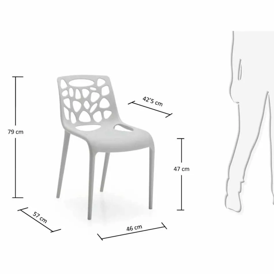 Sedia monoblocco in polipropilene dal design moderno Blandine, 4 pezzi Viadurini