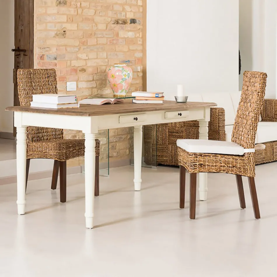 Sedia Outdoor in Intreccio di Banano con Cuscino Seduta – Safari Viadurini