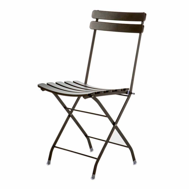 Set Di 4 Sedie Pieghevoli OEF Furnishings: Struttura In Acciaio E Rivestimento In Tessuto, Colore Marrone - 4