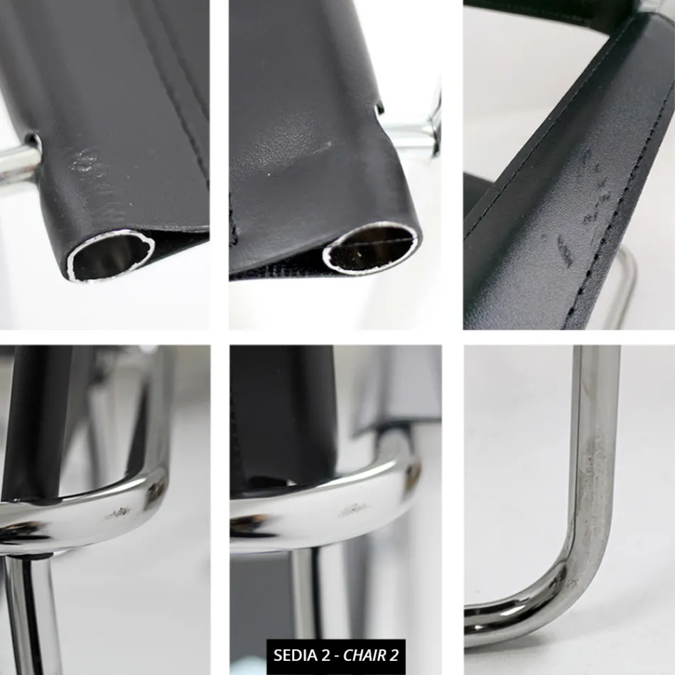 Sedia per Sala Congressi o per Sala Riunioni in Cuoio Nero e Metallo – Cirillo1/2 Viadurini