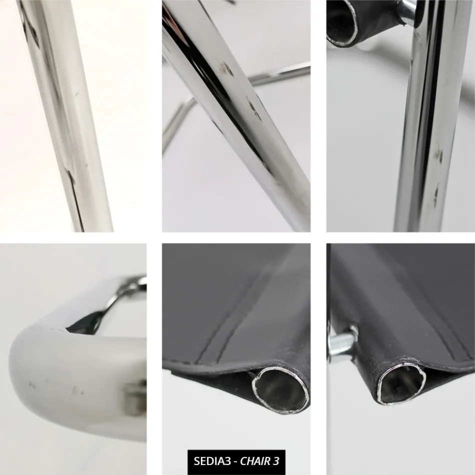 Sedia per Sala Congressi o per Sala Riunioni in Cuoio Nero e Metallo – Cirillo3/4 Viadurini