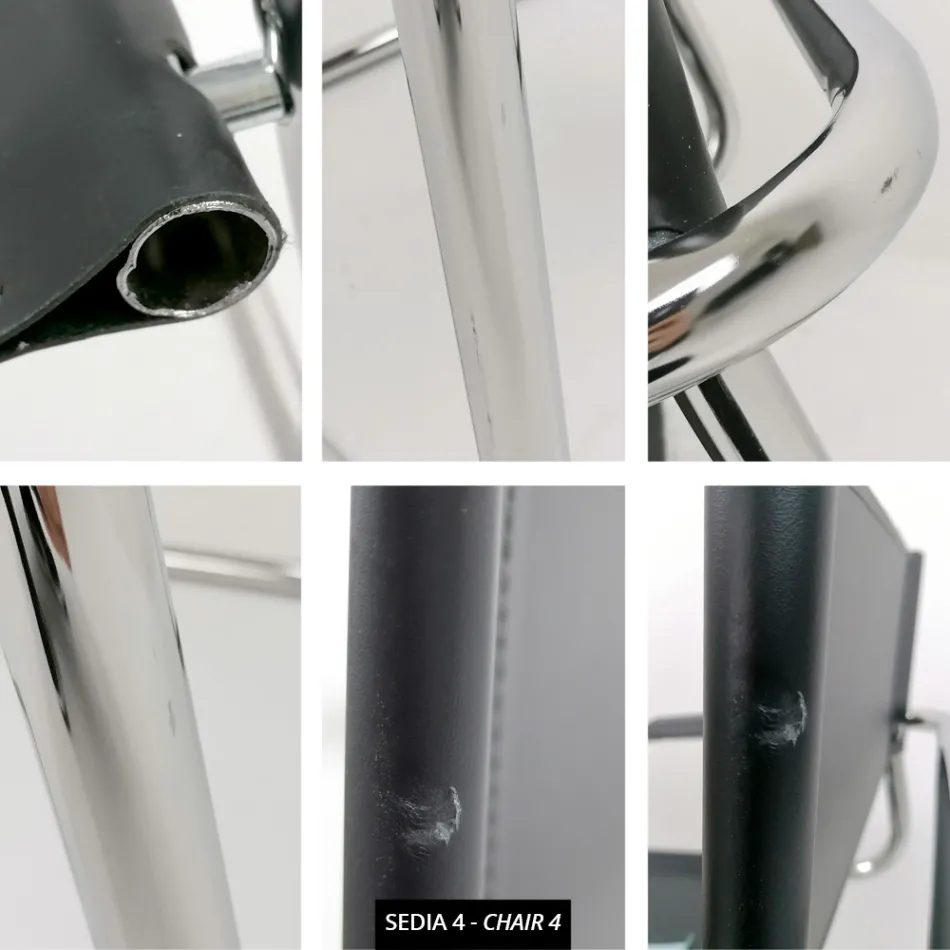 Sedia per Sala Congressi o per Sala Riunioni in Cuoio Nero e Metallo – Cirillo3/4 Viadurini