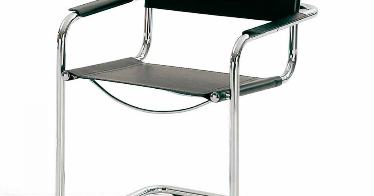 Sedia da Sala Riunioni o Sala Congressi in Cuoio Nero e Metallo