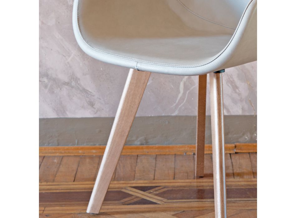 Sedia per Sala da Pranzo dal Design Moderno in Pelle Made in Italy - Simba Viadurini