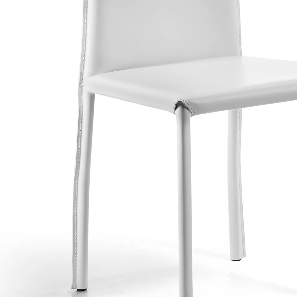 Sedia per Sala da Pranzo di Design Rivestita in Cuoio Made in Italy - Sissy  Viadurini