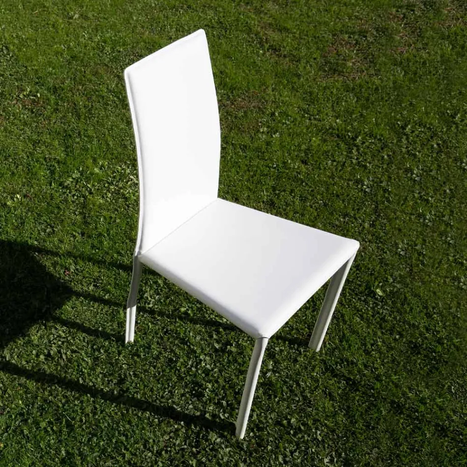 Sedia per Sala da Pranzo di Design Rivestita in Cuoio Made in Italy - Sissy  Viadurini