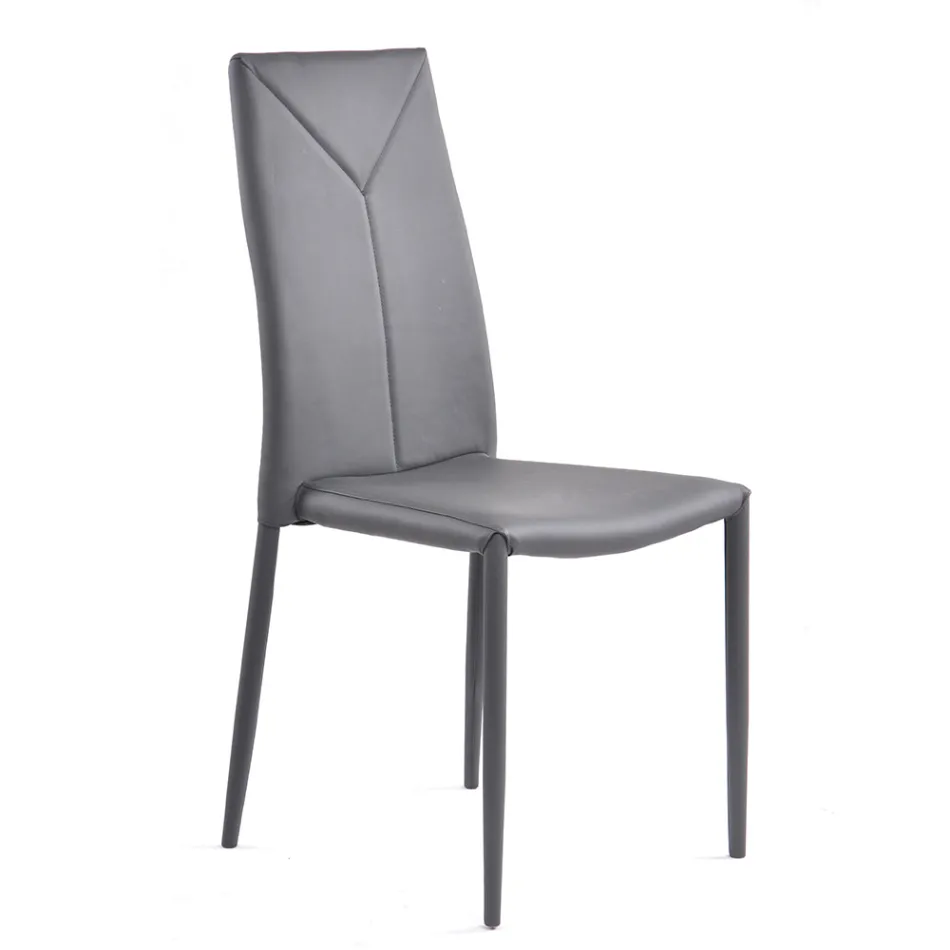 Sedia per Sala da Pranzo Impilabile in Pelle Sintetica 4 Pezzi - Siberia Viadurini